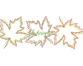 Quick Stitch Fall Leaves embroidery design, Vintage stitch Maple Leaves, Leaf embroidery file, Autumn Leaves design, Bean stitch leaves