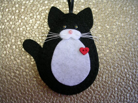 Cat Ornament Tuxedo Cat Ornament Black & White Cat Ornament