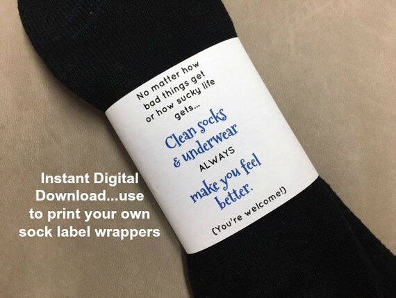 Instant DIGITAL DOWNLOAD DIY Printable Sock Label Wrapper