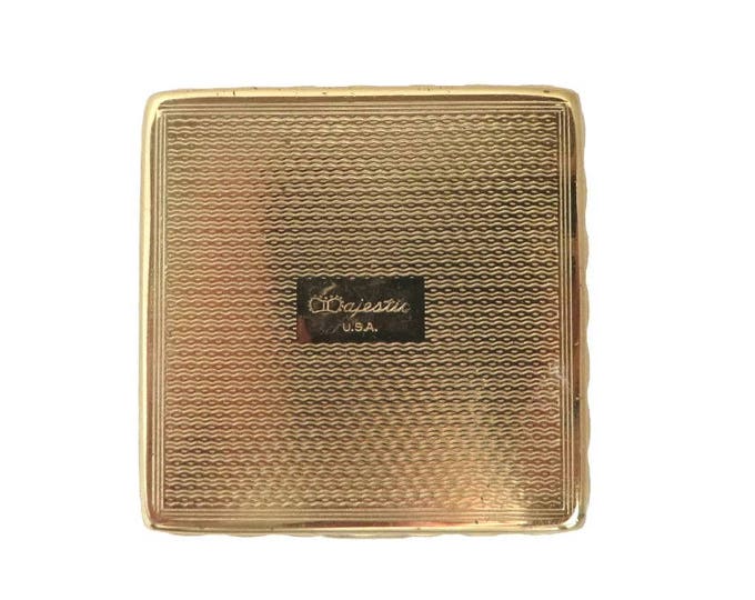 Vintage Majestic USA Compact, 1930s Square Mirrored Powder Compact, Collector's Makeup Case