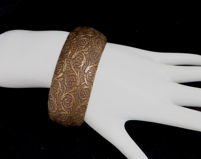 Vintage Copper Toned Cuff, Bronze Tone Scrolled Bracelet