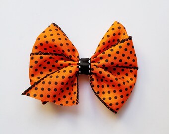 Halloween Hair Bow/Halloween Hair Clip/Girl's hair bow/Fall/Hair Accessories/girls hair bow/hair clip/baby girl/Orange and black polka dot