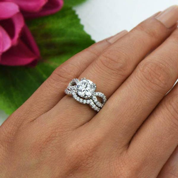 2.25 ctw Infinity Gatsby Style Wedding Set Engagement Ring