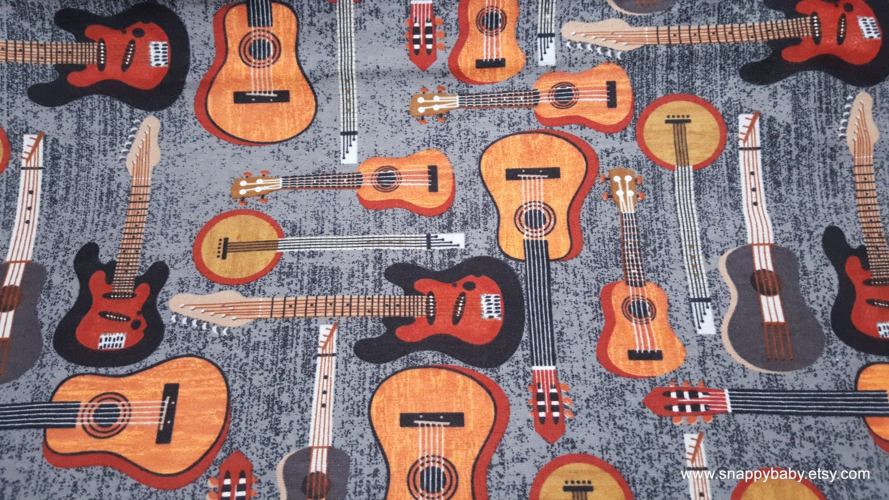 Flannel Fabric Natural Guitar By the yard 100 Cotton Flannel from SnappyBaby on Etsy Studio