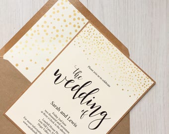 Rustic Gold Wedding Invitation Rustic Gold Wedding Invitation