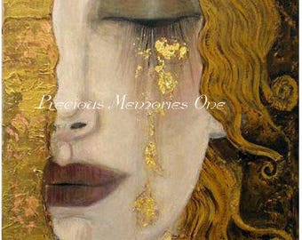 Freyas Tears by Gustav Klimt, art deco era, Goddess of sex & love, 1900 art print, Heartbroken woman, tears of gold, art deco art
