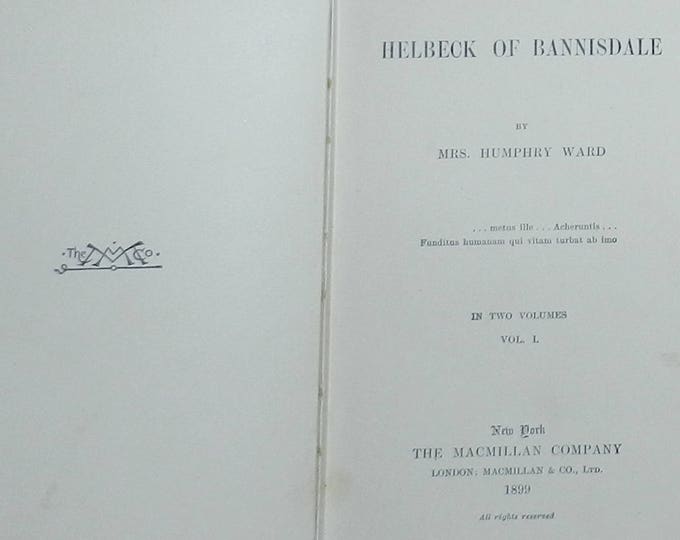 Helbeck of Bannisdale Vol 1 by Ward, Mrs. Humphrey 1899