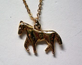 Petite Golden Horse Pendant Necklace - 5496