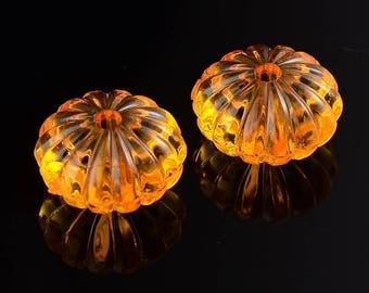 20 x Acrylic Pumpkin Beads - Orange Transparent Halloween Beads - Spooky Beads - 14mm x 9.4mm