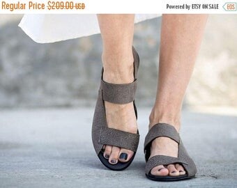 CIJ SALE Strappy Sandals, Grey Sandals, Leather Sandals, Grey Slingbacks, Summer Shoes, Summer Flats, Slip On Sandals, Rocco