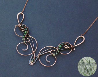 Moss of the Woods Necklace, Elven Jewellery, Copper Wire Work, Gothic Gifts, Nature Inspired, Folk Style, Earthy Woodland, Gothic Wedding
