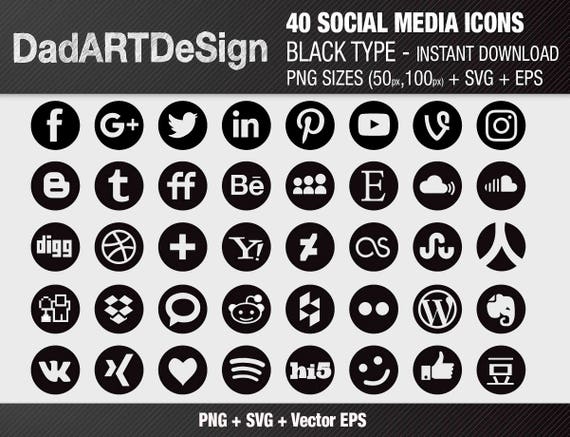 40 round social media icons