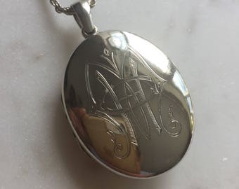 Large Victorian Sterling Silver Locket Pendant