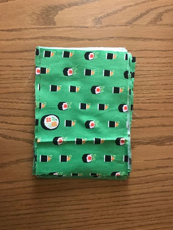 Fabric remnant,cotton remnant,sushi fabric,sushi cotton,DIY fabric, quilting fabric, quilting