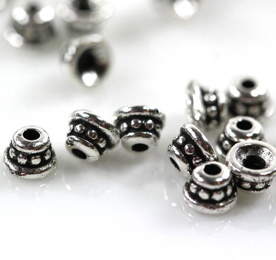 TierraCast Bead Caps, Beaded Bead Caps, 4mm., Fine Silver Plated Lead Free Pewter, 50 Pieces Or