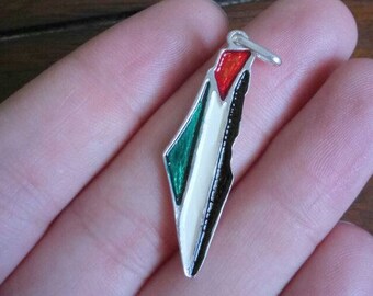 Colored map of Palestine sterling silver pendant