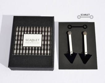 Arrow earrings. Black and white laser cut geometric style