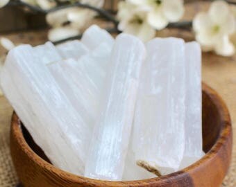 Raw Selenite Crystal Rough Selenite Log Raw Stone Healing Crystals and Stones Raw Crystal Raw Stone Crystal Pendant
