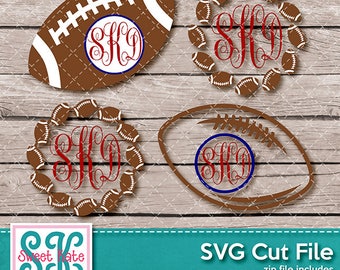 Football Monograms SVG dxf EPS png JPG htv Heat Transfer Vinyl Cricut Silhouette Scrapbook Cut Sports Sweet Kate Designs Instant Download