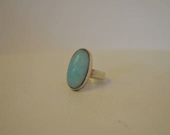 Sterling Silver Turquoise Blue Aqua Stone Ring Vintage size 6