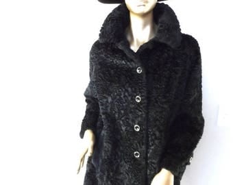 40% OFF vintage 1960's Black Faux Persian Lamb Coat* Size 9/10 . ITEM HOUSE . Elegant . Classic . Warm . Dressy . Beautiful!