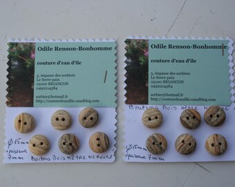 ribbed beech wood buttons - handmade - 15mm