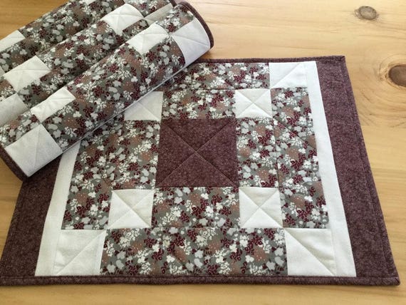 Handmade Quilted Placemats Burgundy Patchwork Table Mats Free