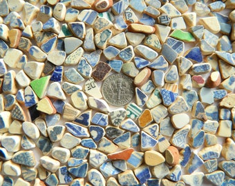 300 teeny weeny pottery shards in assorted colours