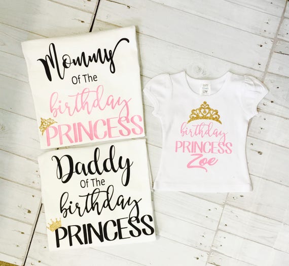 Personalized Vinyl Birthday Princess Family Set Dad Mom and