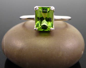 Peridot Ring silver August Birthstone Ring, peridot sterling silver 925, rings peridot genuine green peridot size 3 4 5 6 7 8 9 10 11 12 13