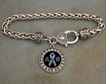 ALS Lou Gehrig's Disease Awareness Rhinestone Charm Bracelet