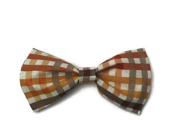 Boys plaid bow tie, halloween bow tie, orange and brown plaid bow tie, fall bow tie, fall time bow tie, plaid bow tie, preppy toddler, fall