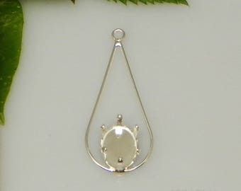 Pre-Notched Oval Faceted Dangle Silver Settings - .925 Sterling Silver, Handmade For Earrings