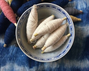 Chinese IVORY WHITE Cotton Sashiko Thread/ Yarn - Sashiko/ Embroidery White thread Supplies - Japanese Vintage Boro Sashiko style Supplies