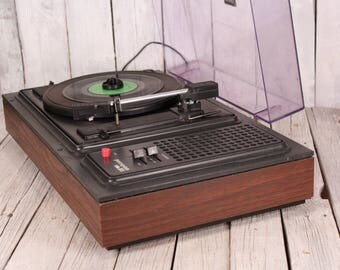 Vintage portable record player USSR "Resprom" - Soviet record player - Old gramophone - Vinyl record player - Working turntable phonograph