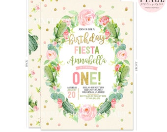 Cactus Birthday Invitation Cactus Invitation Birthday Fiesta Invitation Boho Flower 1st Birthday Invitation Floral Succulents Birthday Party