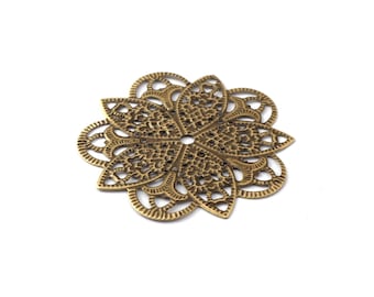 46 mm bronze filigree flower color print / ES009