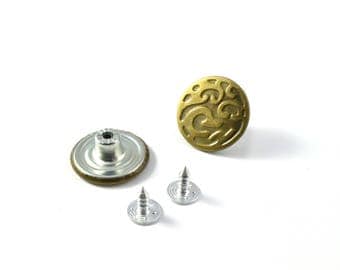 Buttons 20 mm set of 2 bronze jeans color