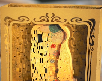 Birthday Gift Art Pop up Art Card Pop up card Gustav Klimt The Kiss Lovers Painting Art Unique Gift For Her Wife Husband Woman Exclusive Art