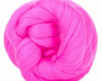 Merino Wool Combed Top/Roving by the Ounce or by the Pound - Hot Pink