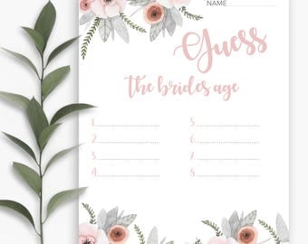 Guess the Bride's Age, Bridal Shower Games, Bridal Shower, Bridal Shower Game, Wedding Shower, Floral Bridal Shower, Destination Wedding