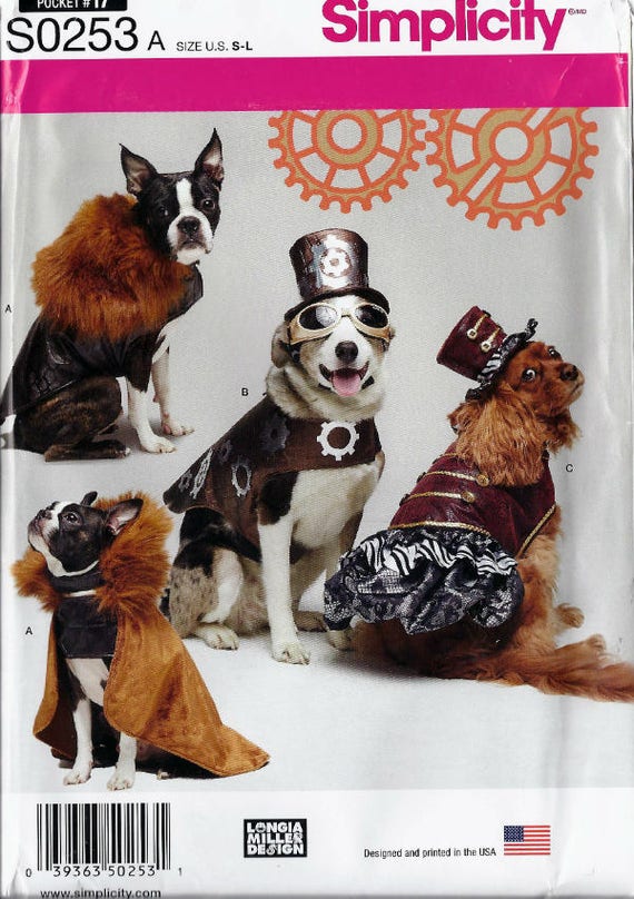 Steampunk Dog coats and hats pattern Simplicity S0325 (2015) UNCUT & FF K0902 by ZimmergirlzBazaar steampunk buy now online