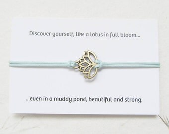 Wish bracelet, yoga bracelet, lotus jewelry, lotus bracelet