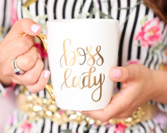 Boss Lady Gold Coffee Mug, Gold, Gift for Boss, Gift for Her, Girl Boss, Coffee Mugs, Boss Lady, Inspirational Coffee Mug, Coffee Mug, Gold