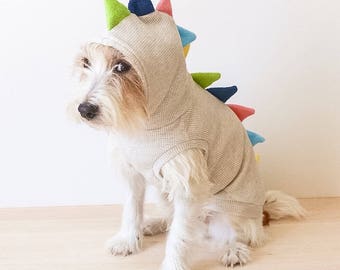 Dog hoodie Dog clothes / Dino dog / Oatmeal