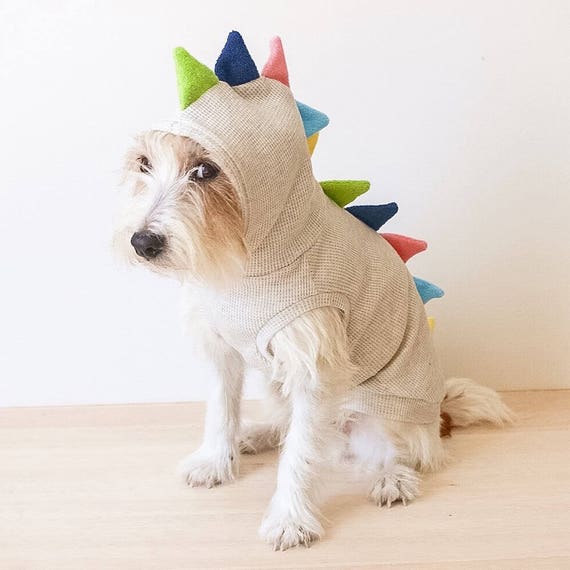 Dog hoodie Dog clothes / Dino dog / Oatmeal