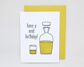 Whiskey Birthday Card // scotch birthday card, letterpress birthday card, whiskey letterpress, birthday card for him, dad birthday card
