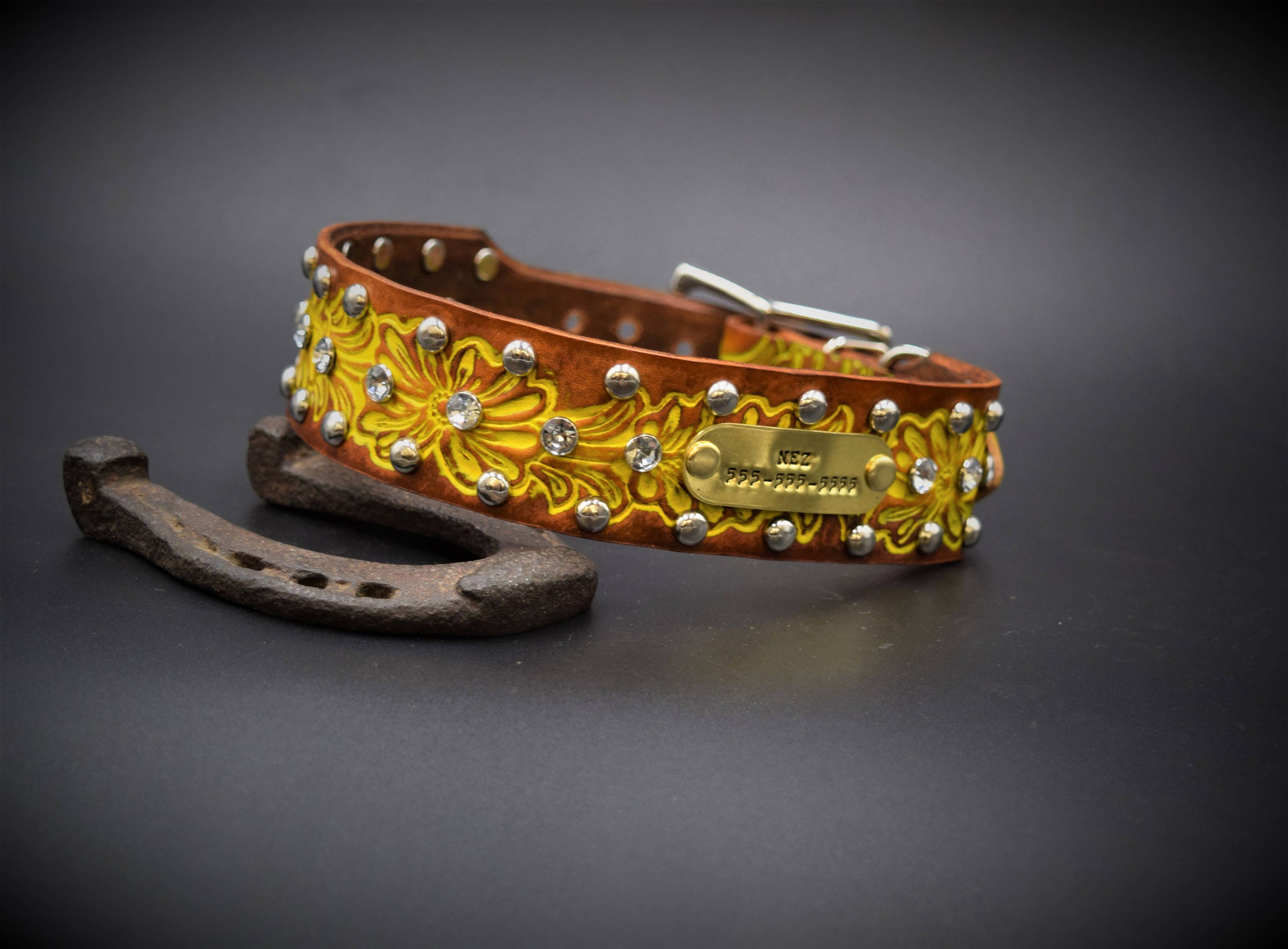 Western Leather Dog Collar Studs personalized leather dog