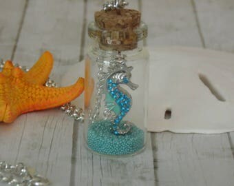 Seahorse Bottle Charm Necklace