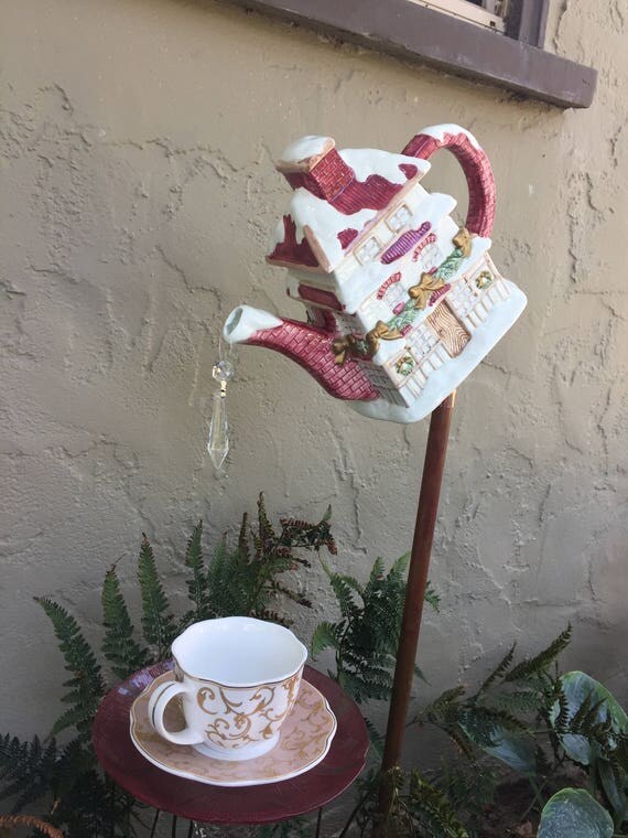 Teapot and Teacup Garden Decor Yard Art Victorian